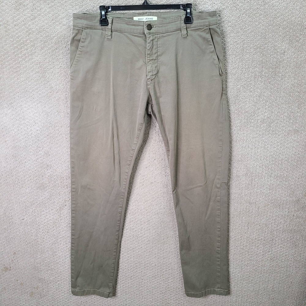 Mavi Pants Mens 36x34 Green Johnny Slim Chino Cotton Stretch Casual Chinos